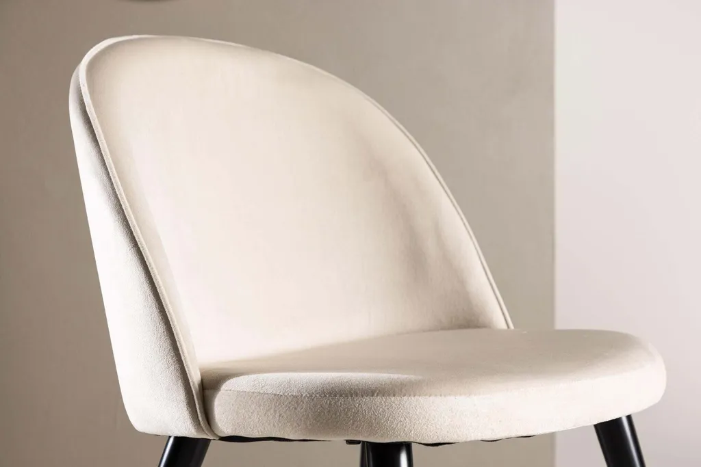 Sedia FURNLUX Velluto Beige e Metallo Nero 50x57x77cm | Arredo Glamour - 5