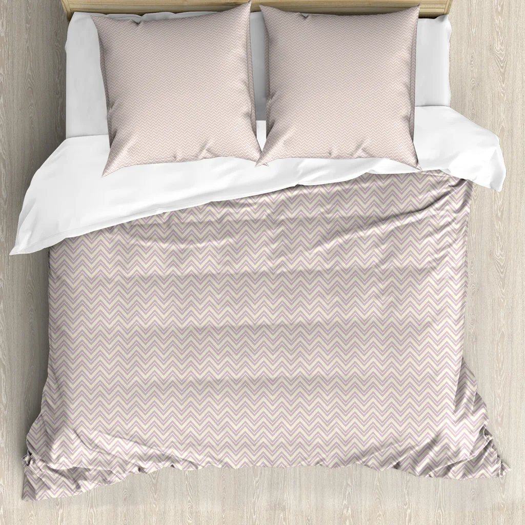 ABAKUHAUS Copripiumino Zig Zag Crema Lavanda 200x200 | Set Antiacaro