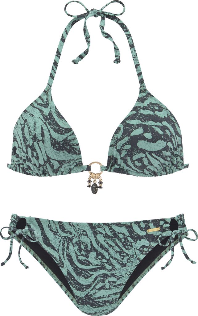 Bruno Banani Triangel-Bikini jade bedruckt Größe 34 Cup A/B