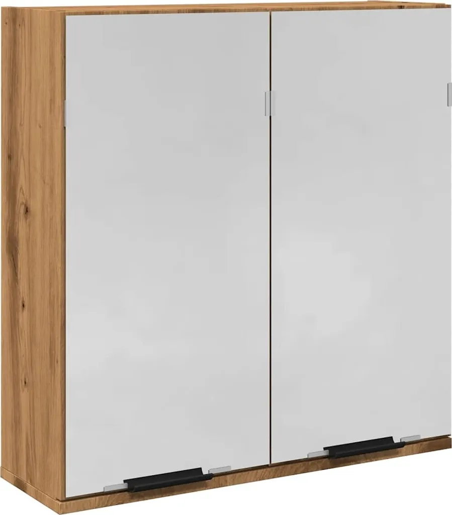 SYFAX Mobile Bagno Rovere Artigianale con Specchio - Legno Multistrato