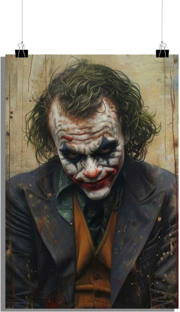 Joker Poster - Gruseliges Aussehen Poster - Bösewicht Poster - Batman Bösewicht Poster - Film Poster - 51x71cm - Perfekt zum Einrahmen