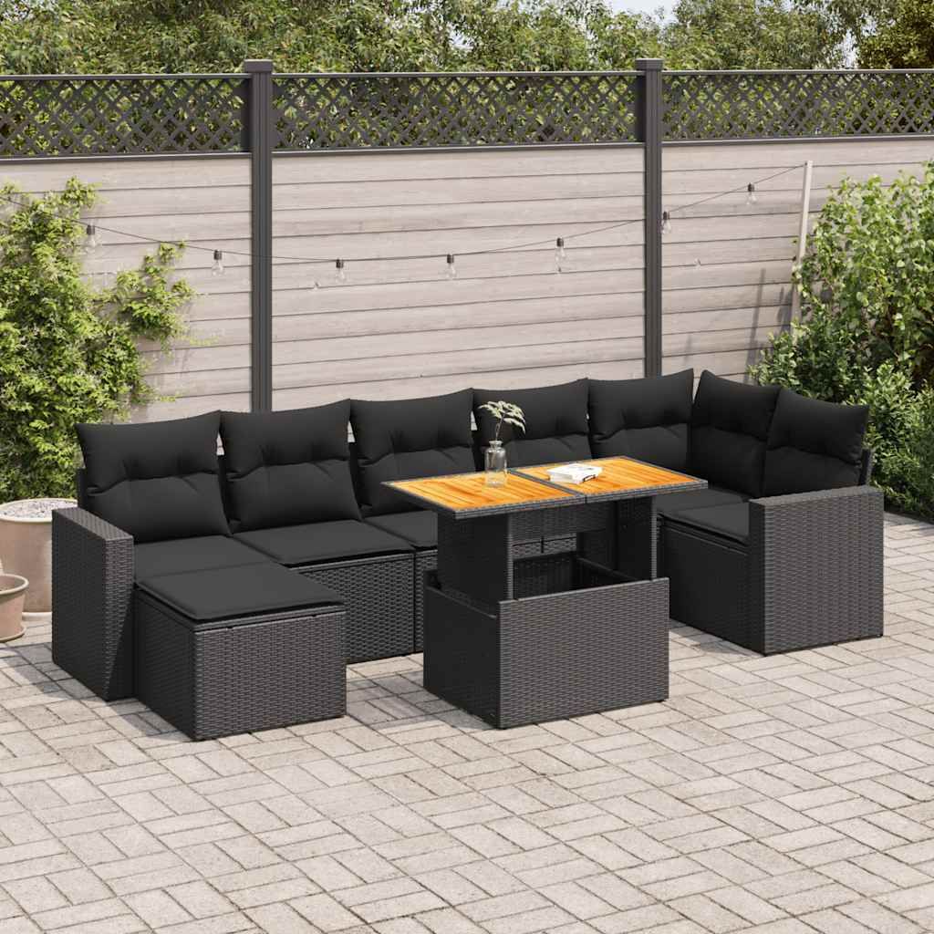 Maison Exclusive - 8-tlg. Garten-Sofagarnitur mit Kissen Schwarz Poly Rattan