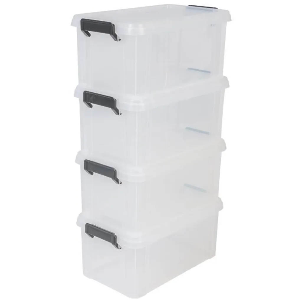IRIS OHYAMA MBX-6 Lot de 4 Boîtes de Rangement 6L Plastique Transparent