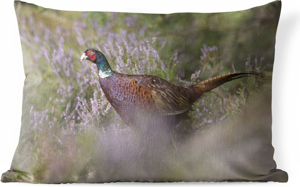 MuchoWow® Outdoor Kissen - Fasan - Blumen - Gras - 50x30 cm Produktbild 