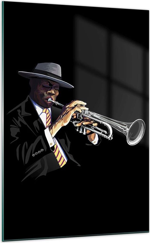 Bilder auf glas - Einteilig - Jazz Musik Musiker - 70x100cm - Glasbilder - Wandbilder - Bilder - zum Aufhängen bereit - Wanddekoration aus Glas - ...