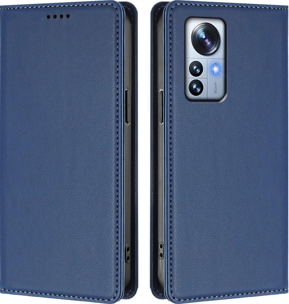 Handyhülle für Xiaomi 12 Pro / 12S Pro, Kunstleder Klapphülle Stoßfeste Magnetische Hülle mit Ständer Dunkelblau