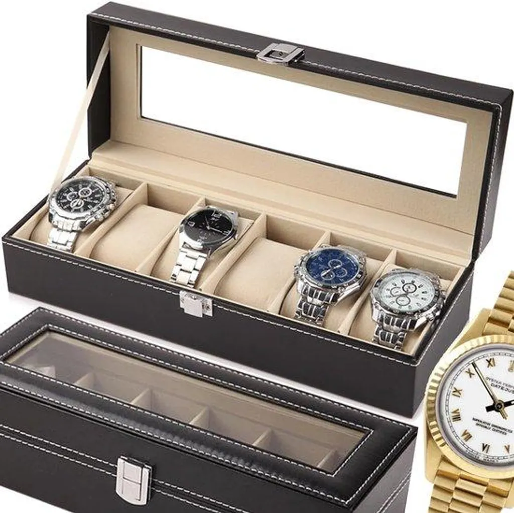 Boîtier de montre Weckenschlafsohr en bois noir coffret de rangement chic