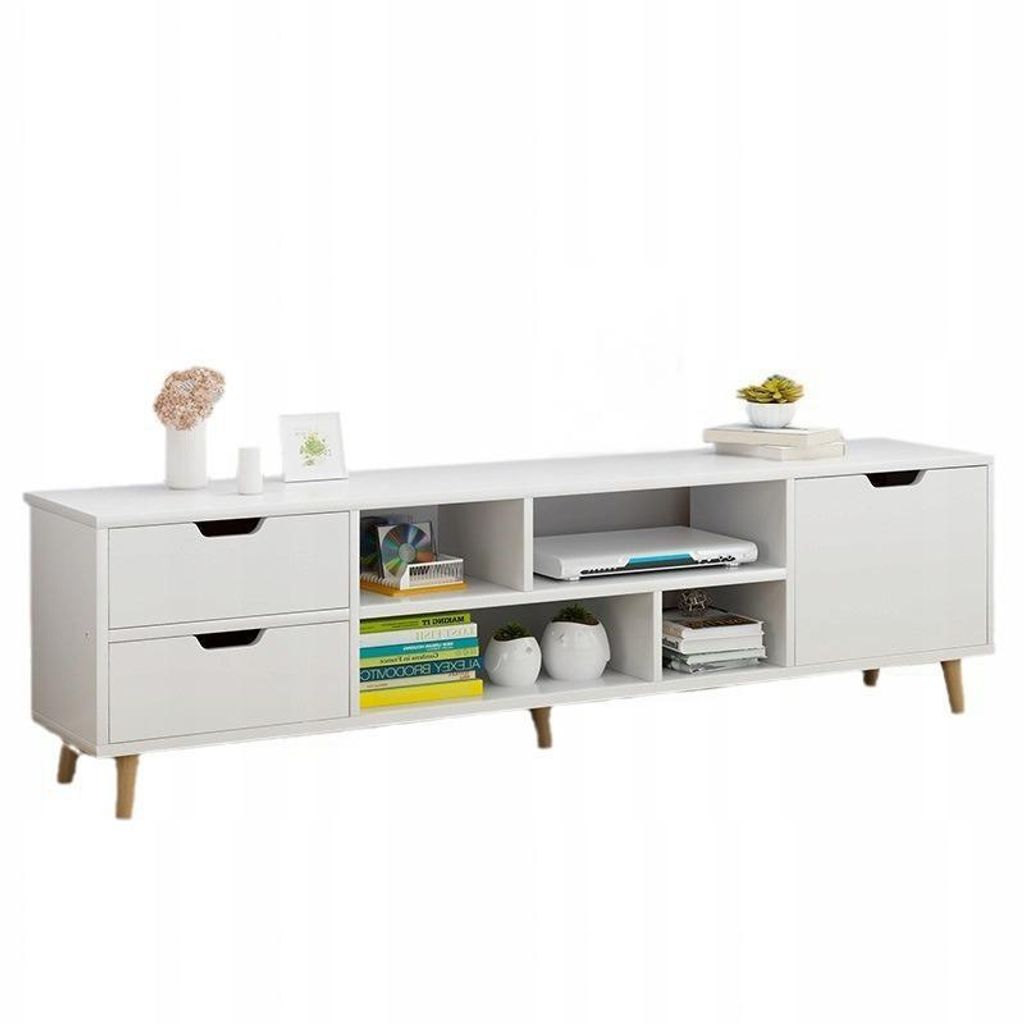 TV-Schrank für Fernseher, weiße Kommode 140 cm Produktbild 