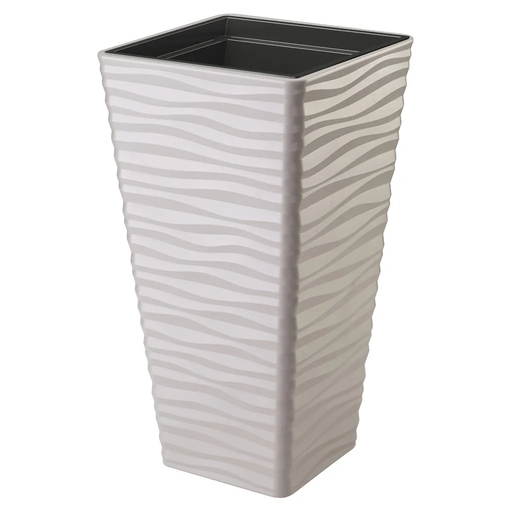 Jardinière Sahara Dunes Slim Square 35 en plastique gris résistante UV