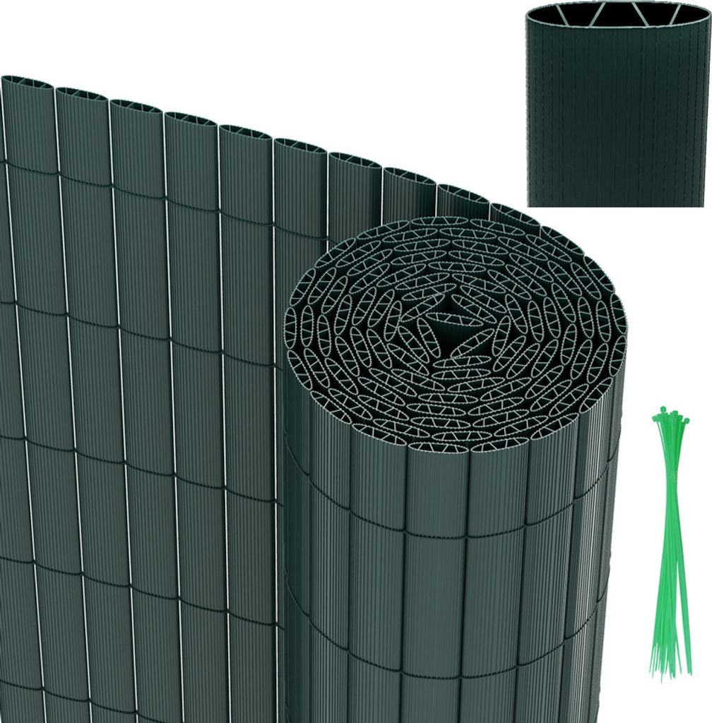 Faziango PVC Sichtschutzmatte Balkon – Stabiler Wind- & Sichtschutz für Garten, Terrasse & Zaun Grün 80x800cm