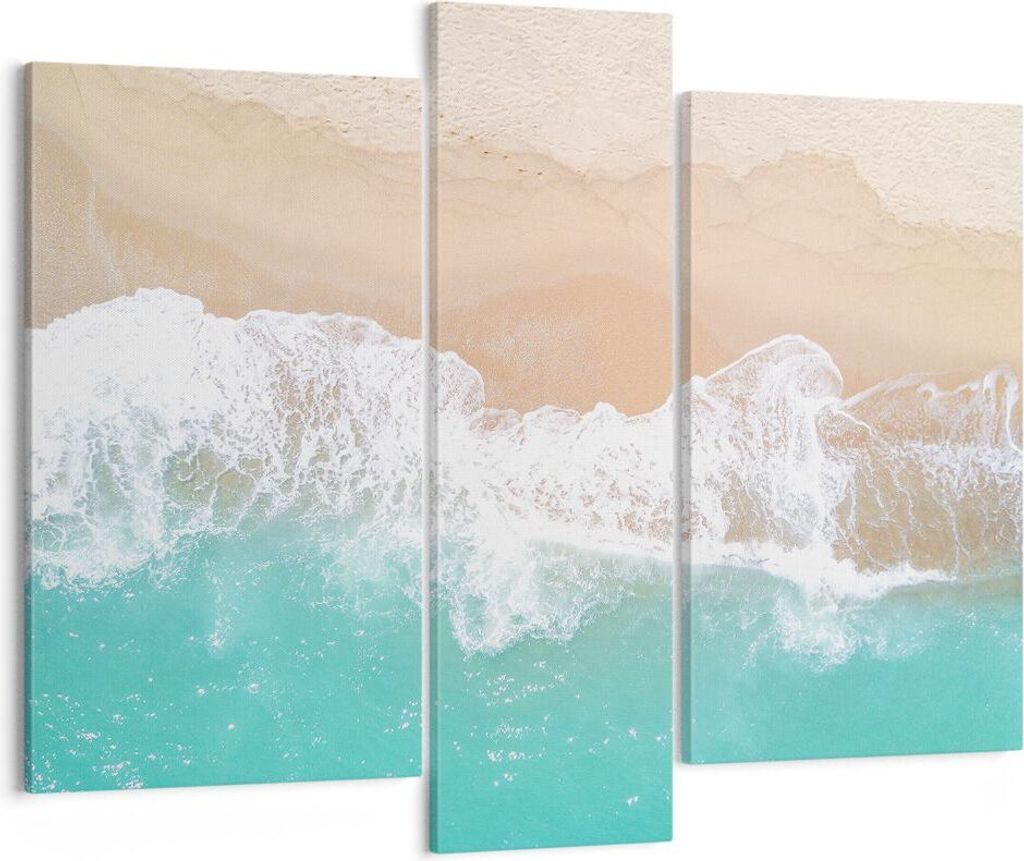 Bild auf Leinwand - Leinwandbild - Meer Welle Sand - 95x80cm - Wand Bild - Wanddeko - Wandbilder - Leinwanddruck - Bilder - Kunstdruck - Wanddekora...
