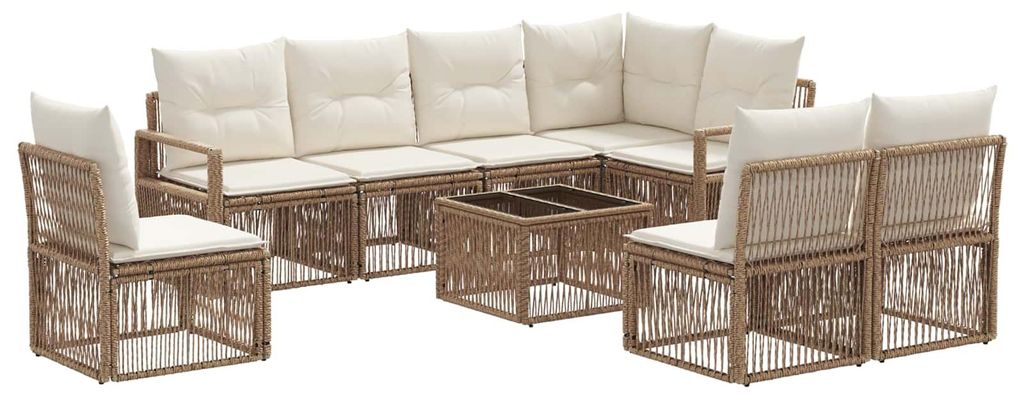Gartensofa-set 9 pcs Beige Poly-Rattan