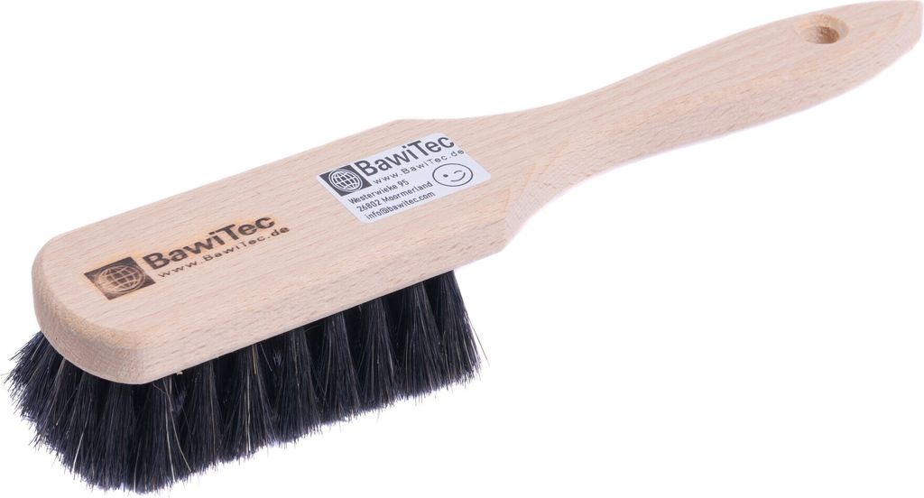 Holz Stielbürste 265mm sehr weiche Rosshaar-Naturhaar-Borsten mit Bart/Rand Reinigungsbürste
