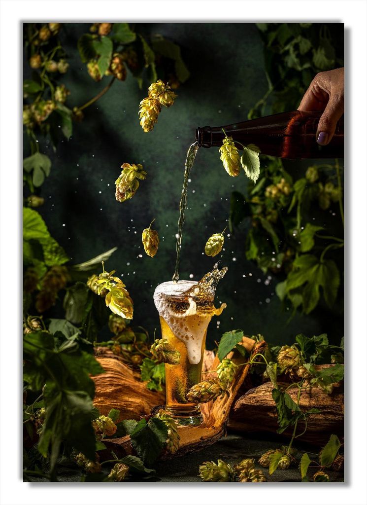 Wallario Poster - Braukunst - Hopfenkaltschale, Kunstdruck Größe: 70 x 100 cm