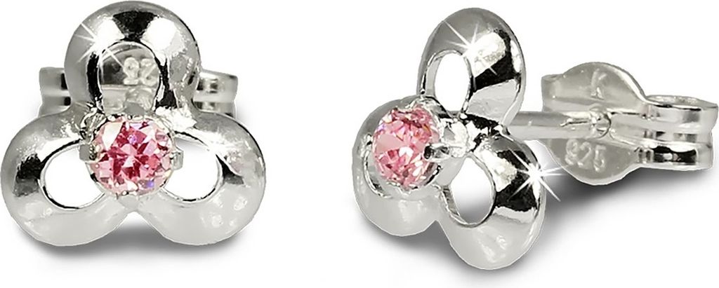 SilberDream Ohrstecker Damen Silber rosa Blüte Zirkonia Ohrringe 7mm SDO529P