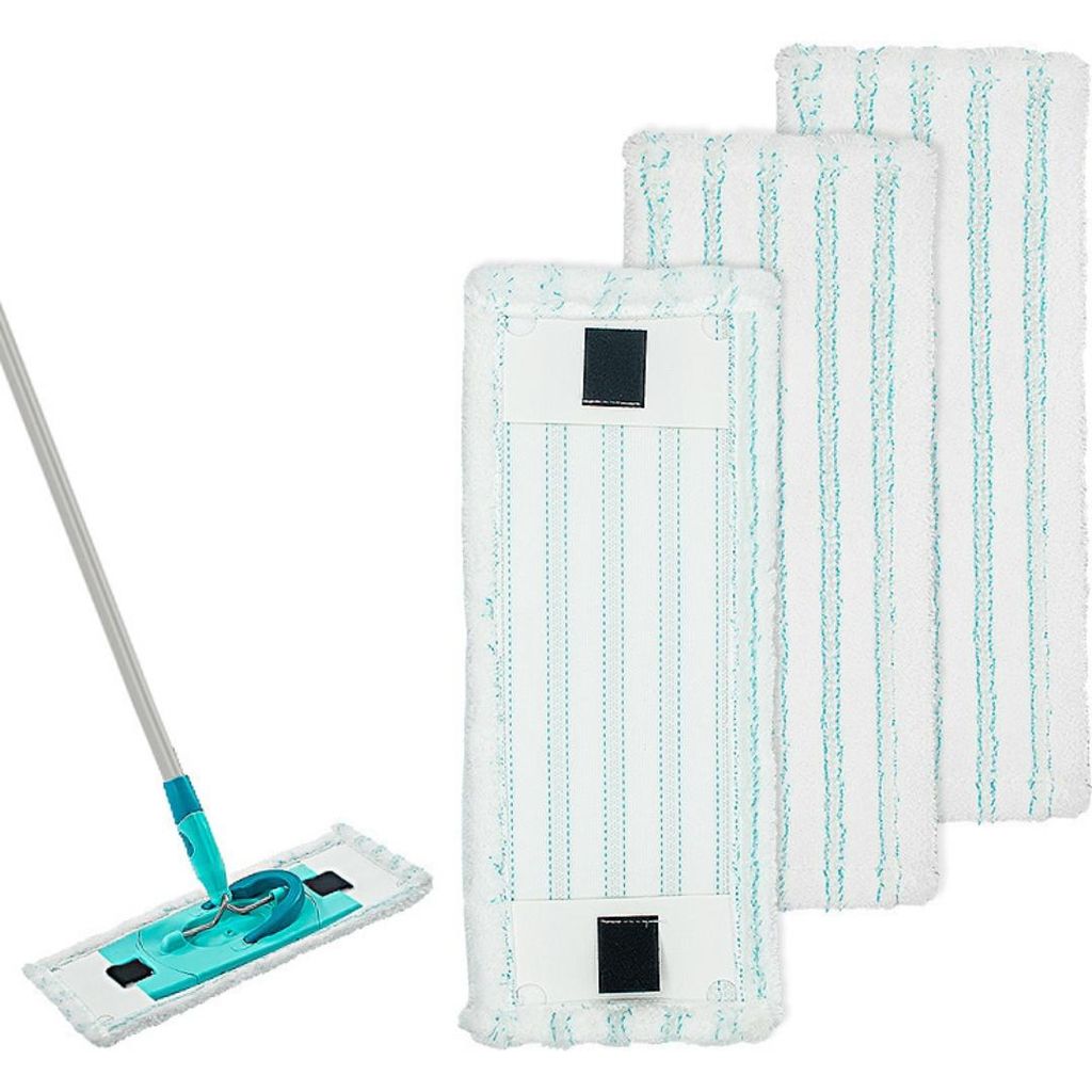 A mop head and three replacement mop pads are shown against a white background.