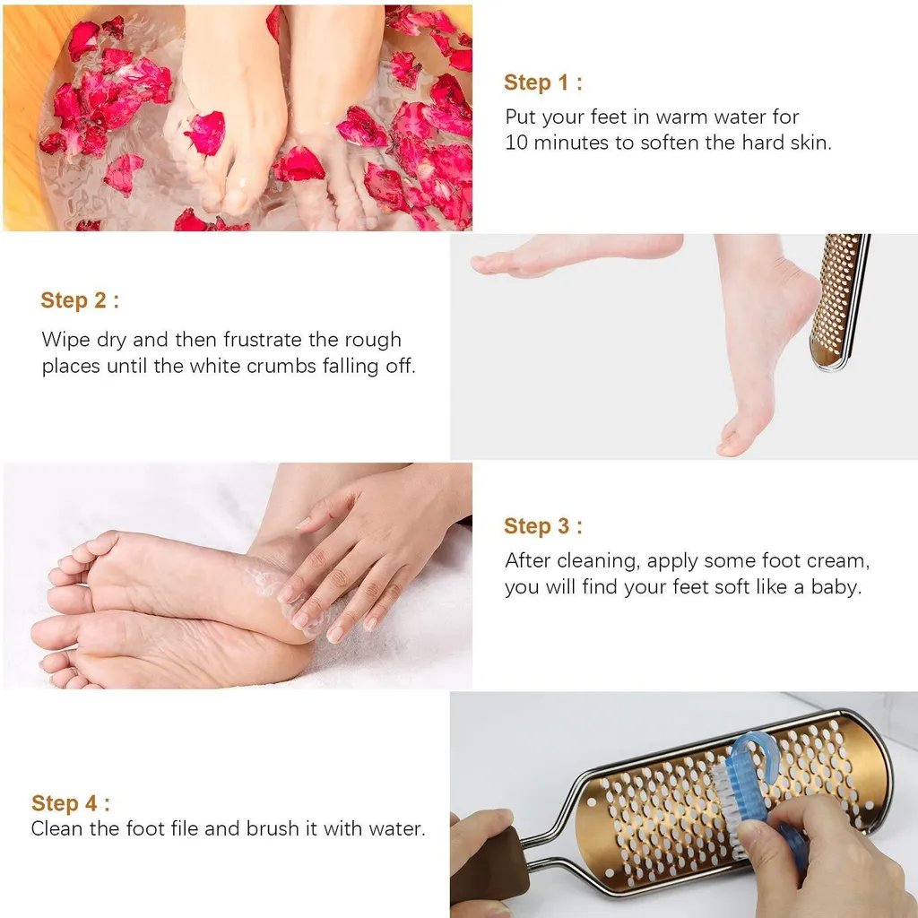 Lime à callosité acier inoxydable double usage pieds lisses et doux