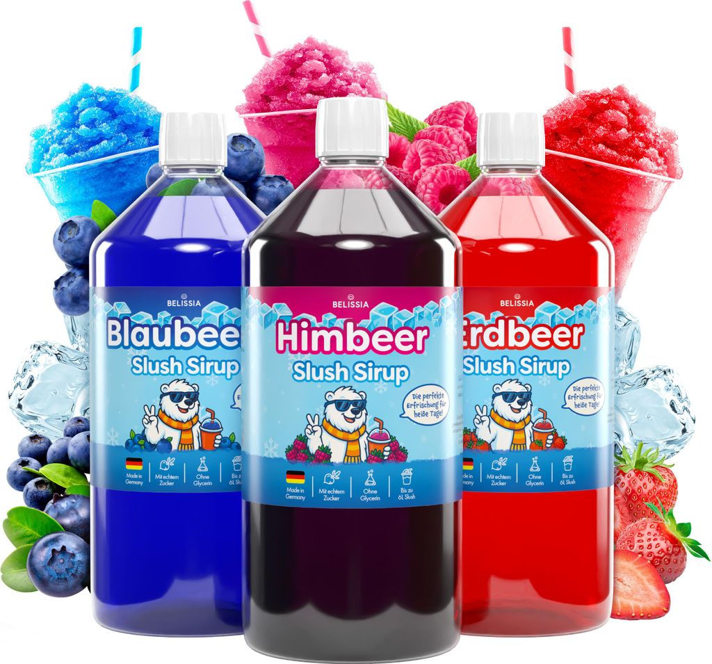 Belissia Slush Eis Sirup 3 x 1000ml Konzentrat | Blaubeer, Produktbild 