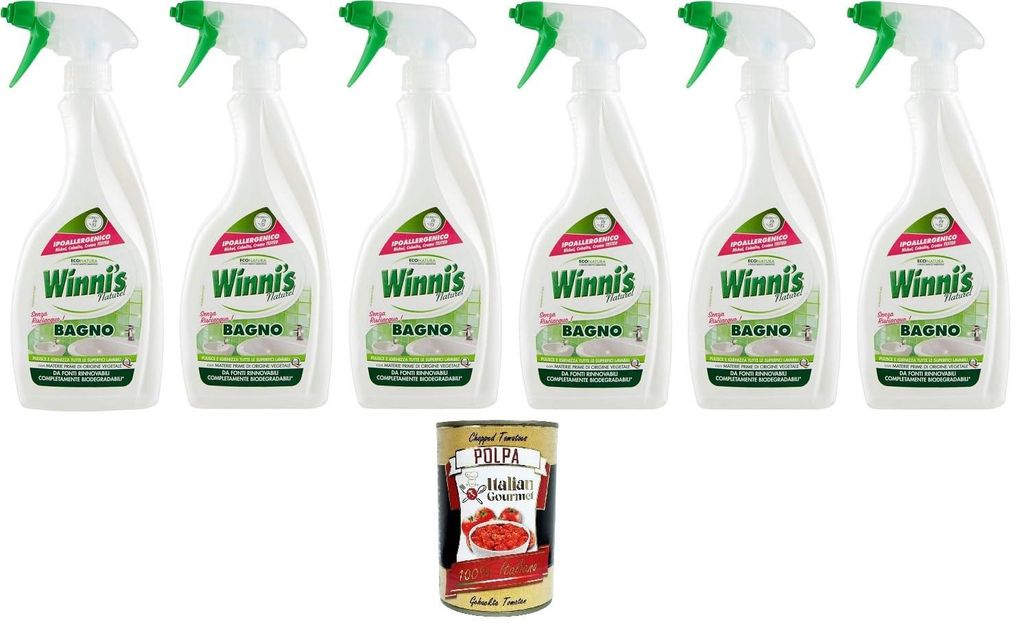 6x Winni's – Bagno Hypoallergenes, desinfizierendes Badezimmer-Sprühwaschmittel, geeignet für die empfindlichste Haut, reinigende und reinigend...