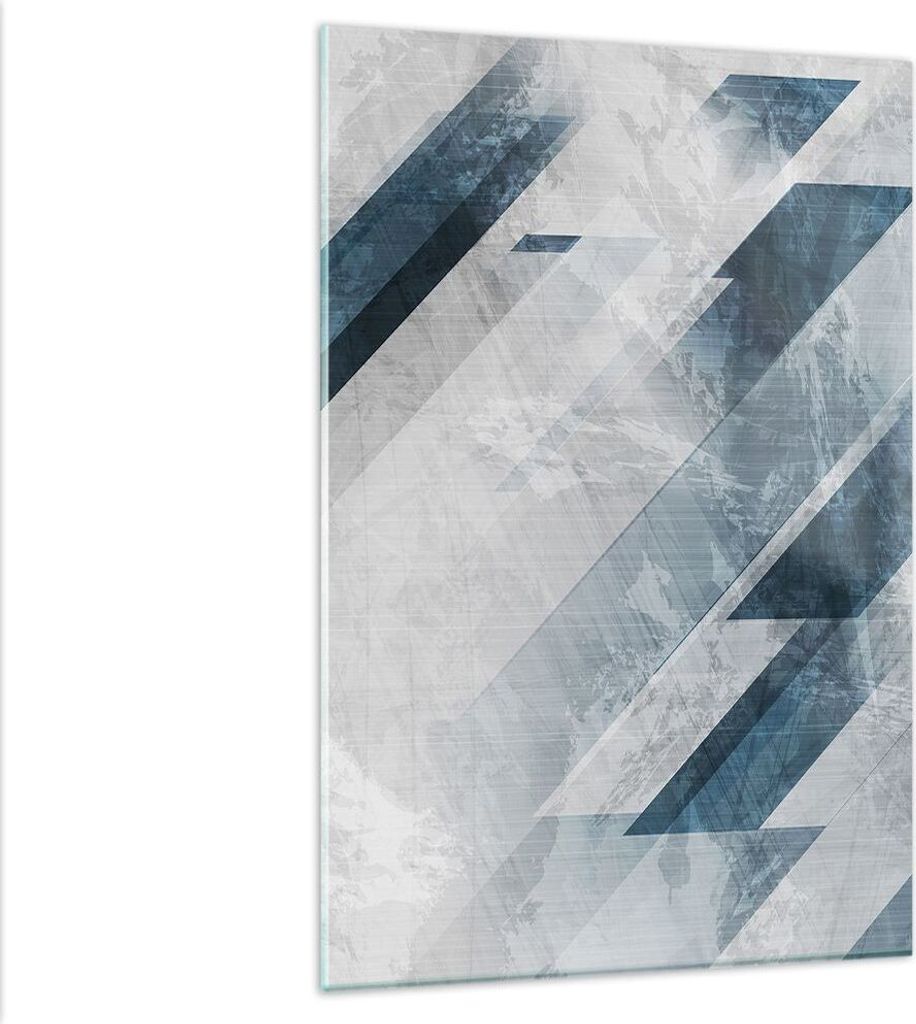 Bilder auf glas - Einteilig - Blau Weiß Figuren - 80x120cm - Glasbilder - Wandbilder - Bilder - zum Aufhängen bereit - Wanddekoration aus Glas - ...