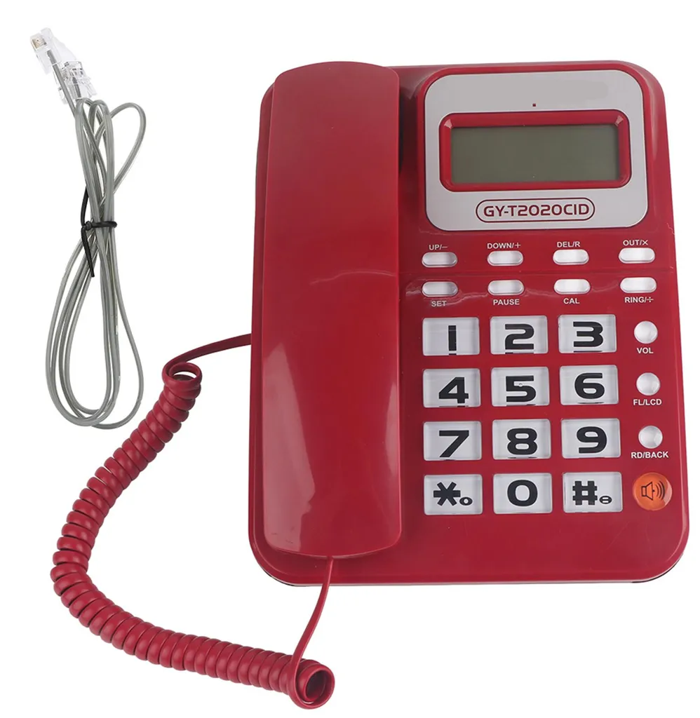 Téléphone à Haut-Parleur ABS GY T2020CID Rouge avec Identifiant Appel