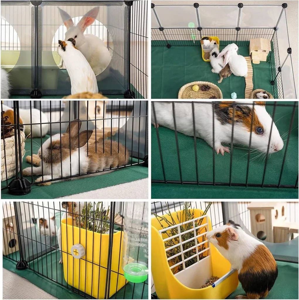 Cage Ouverte Modulable pour Petits Animaux avec Tapis de Sol Oxford 63cm