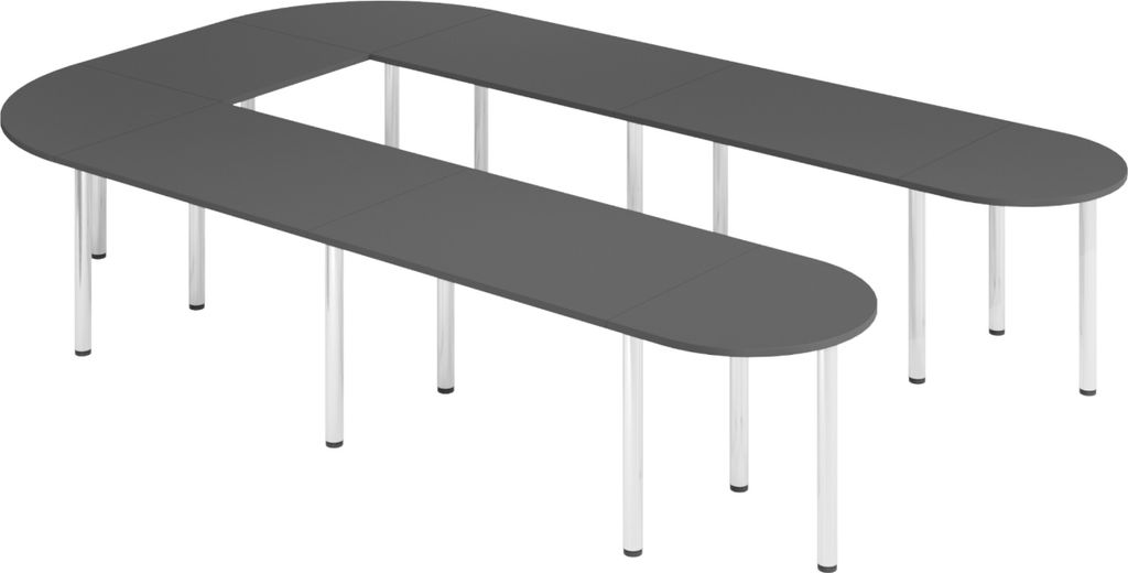 bümö Konferenztisch-Sets Serie-K - Nachbildung: Graphit, Größe: Set K6 | 380x240 cm