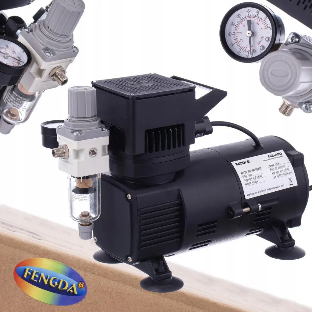 Compresseur Fengda AG-420 refroidissement double ventilateur filtre inclus