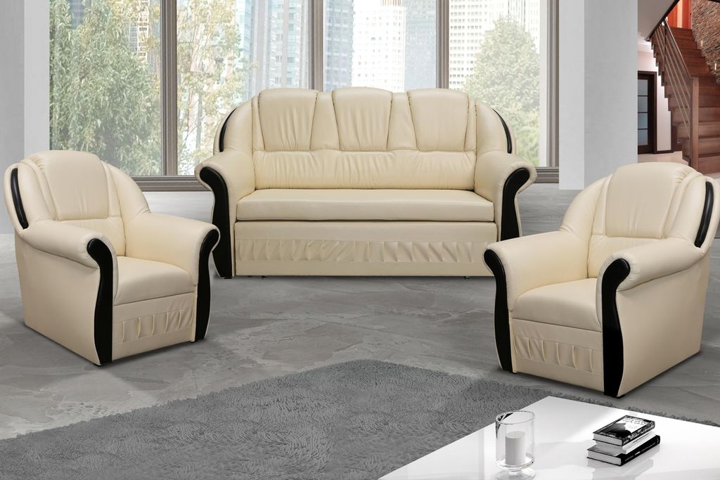 Sofagarnitur Couch Sofa Polster Sitz Sofas Couchen 3+1+1 Schlafsofa Bettkasten