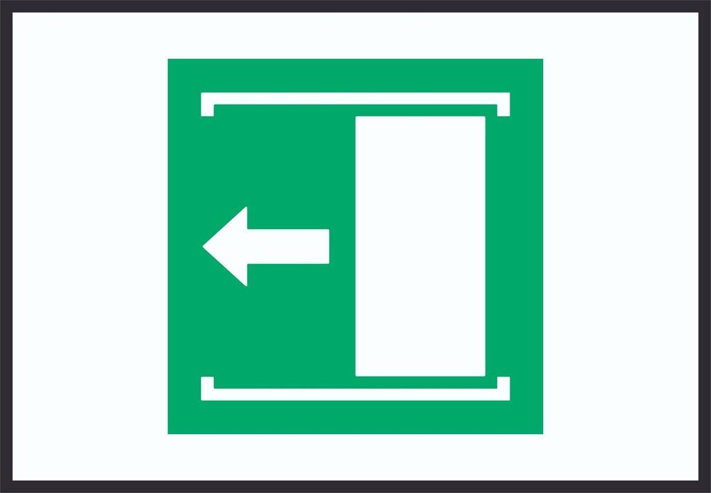 Schiebetür öffnet nach links Symbol A2 (420x594mm) Schild