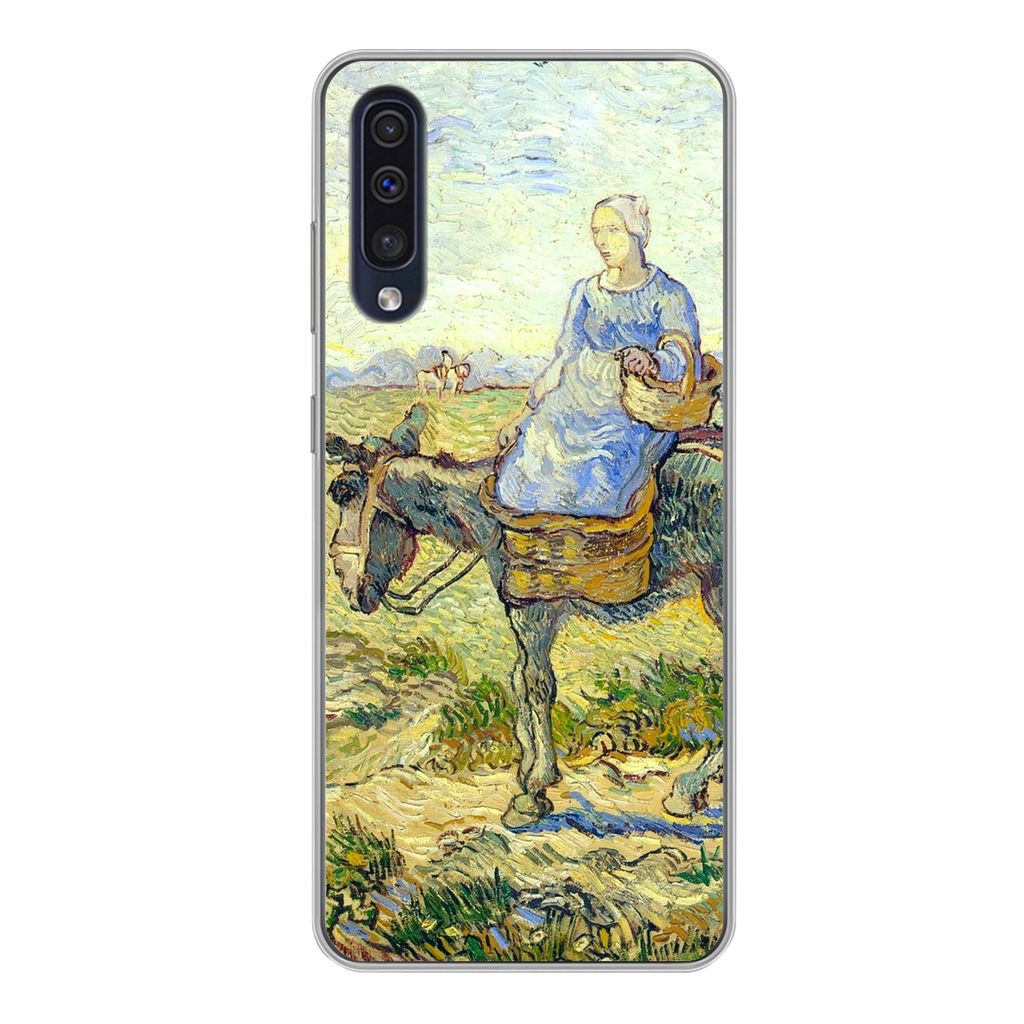 MuchoWow Handyhülle Schutzhülle Hülle für Samsung Galaxy A50 Bauernpaar geht zur Arbeit - Vincent van Gogh Silikon Softcase Handy Hülle - Mo...