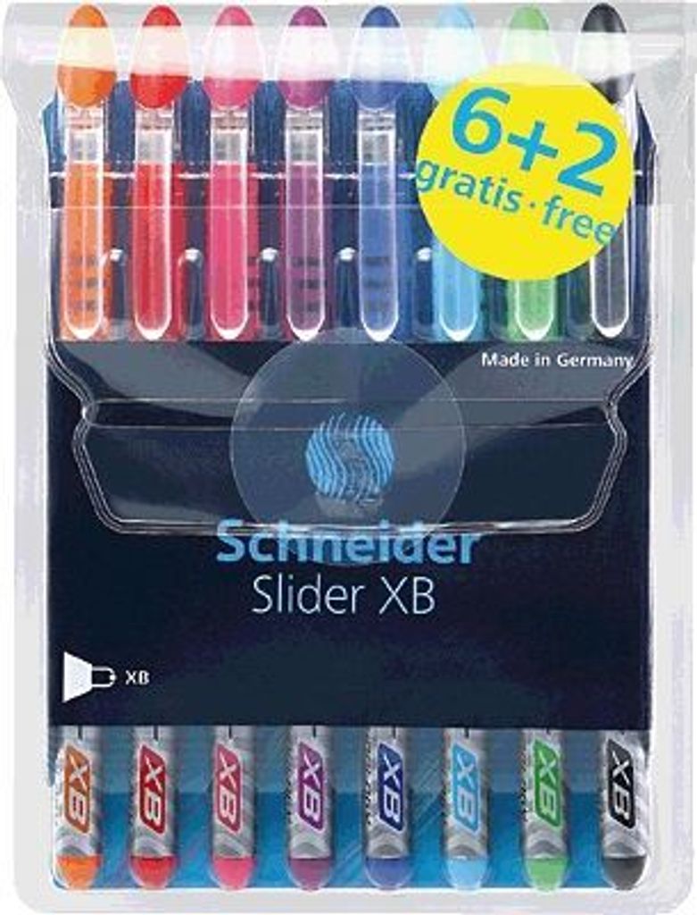 Schneider Schreibgeräte Schneider Pen Slider Basic - Mehrfarbig - Schwarz - Blau - Hellblau - Hellgrün - Orange - Pink - Rot - Violett - Stick-Ku...