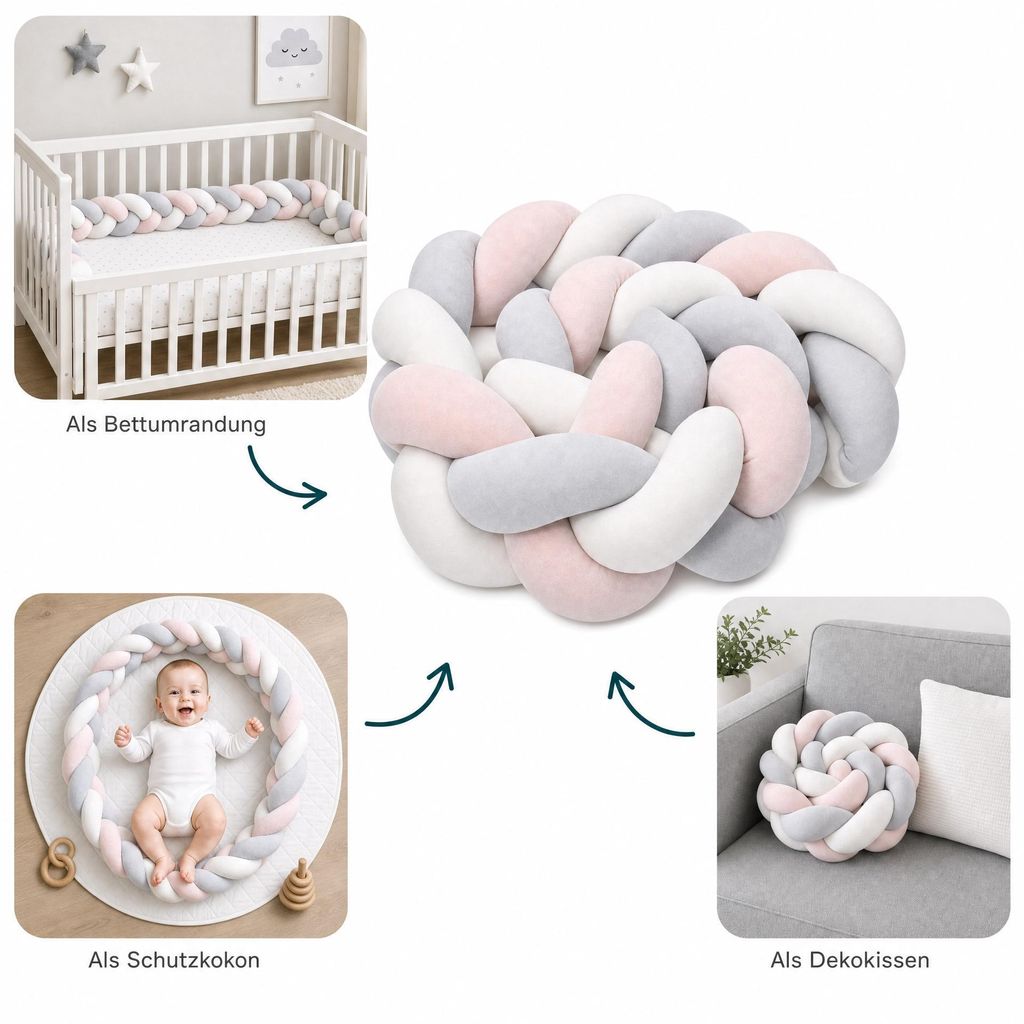 LuMali Bettschlange Baby Hellrosa 210x18x12 cm , Produktbild 