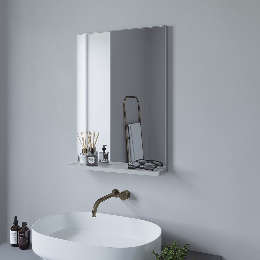 AQUABATOS  Badspiegel mit Ablage, Wandspiegel mit Regal Produktbild 
