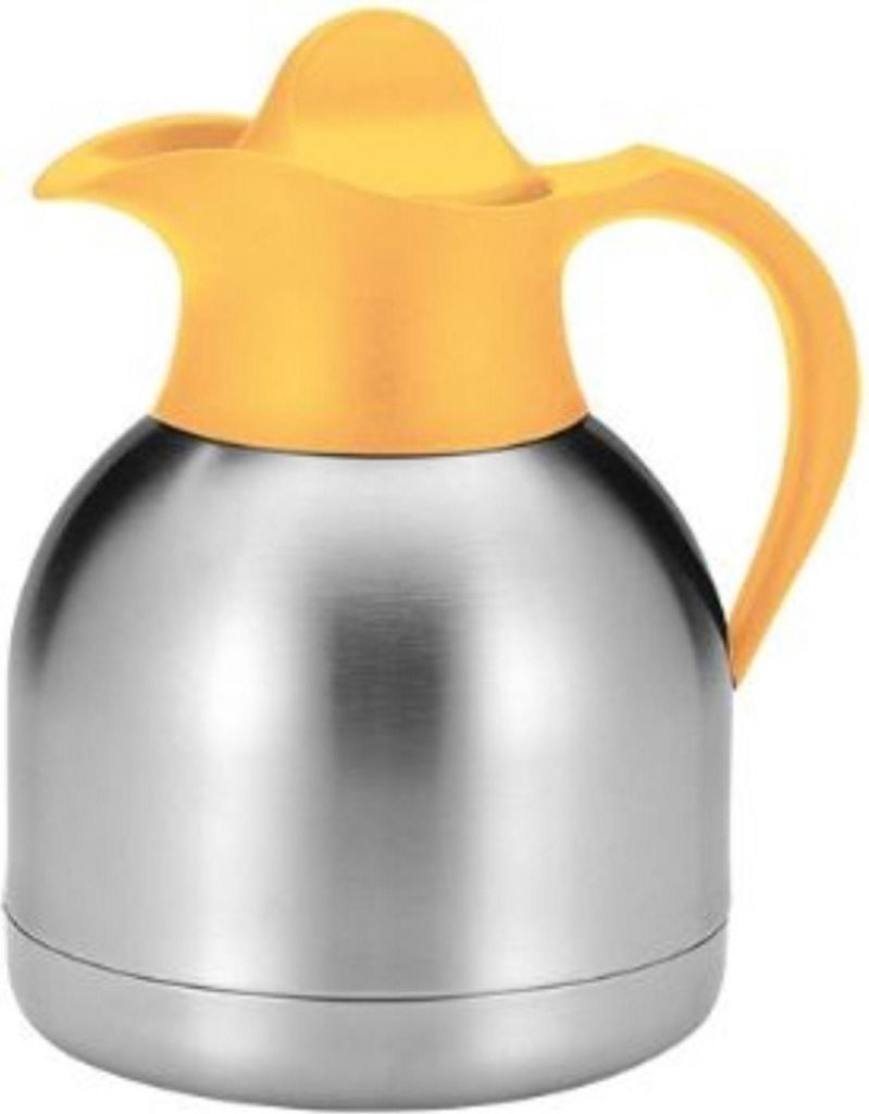 Isolierkanne Edelstahl gelber Deckel (1 Liter)