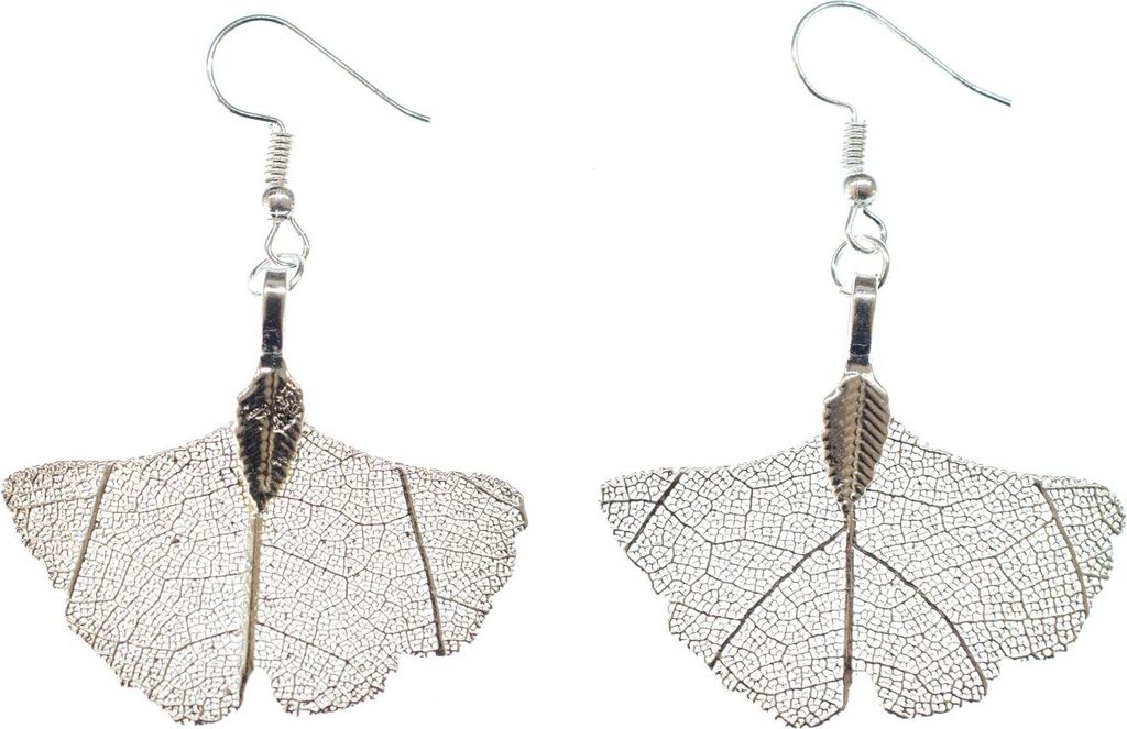 Ginko Blattskelett Blatt Ohrringe Miniblings Hänger Ginkgo Baum China Natur