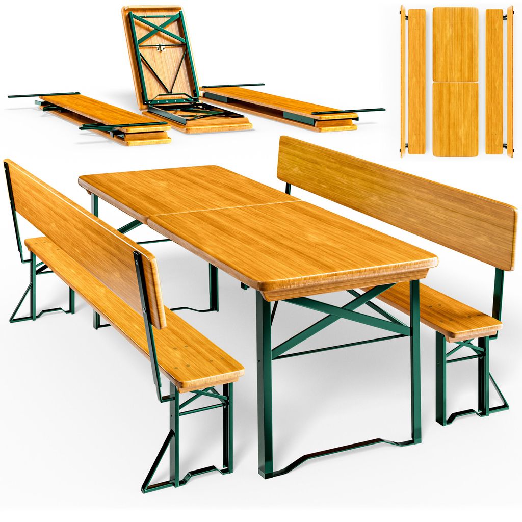CASARIA® 2er Set Bierzeltgarnitur mit Lehne 170 cm Klappbar Produktbild 