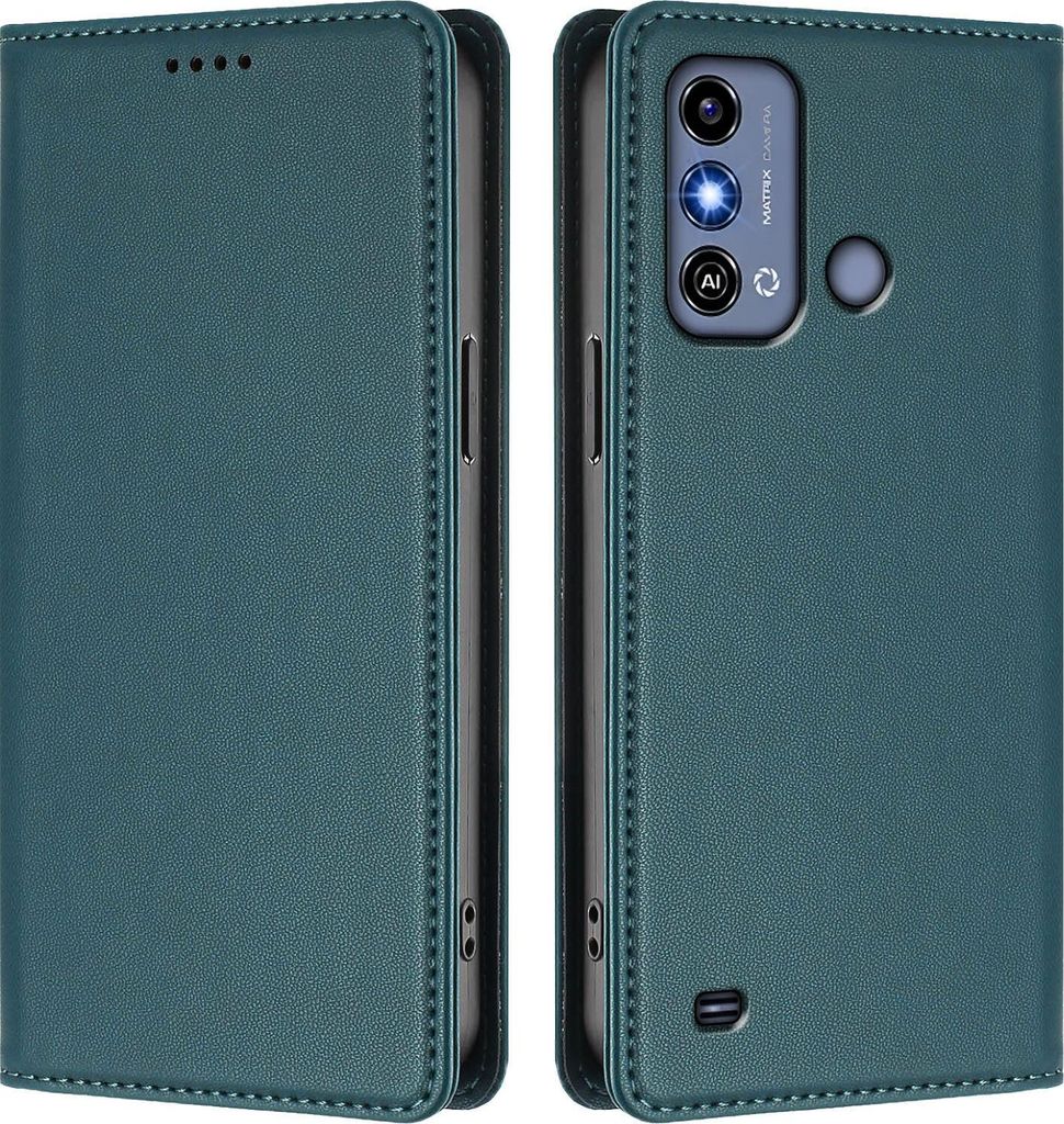 Handyhülle für ZTE Blade A53, Kunstleder Klapphülle Stoßfeste Magnetische Hülle mit Ständer Grün