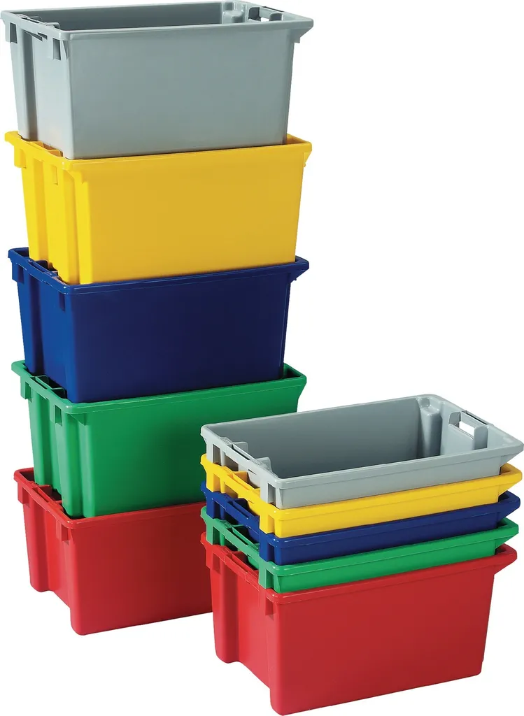 Bac de rangement industriel anti-écrasement gris PP 590x380x202mm