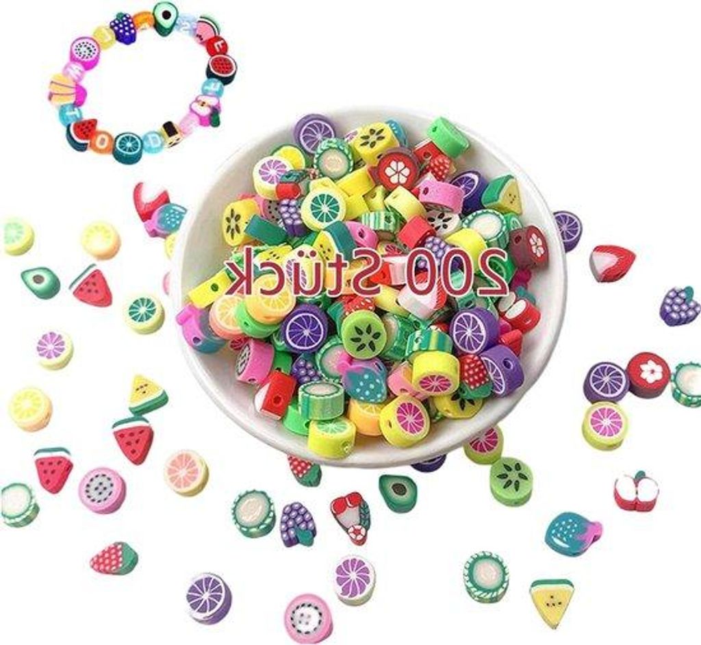Keramische Riegelfrüchte - zarte Polymerkleber und Keramikperlen - 200 Stück