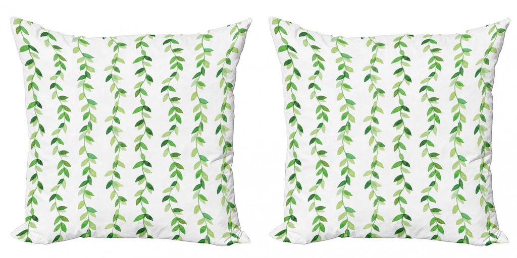 ABAKUHAUS Blatt Kissenbezug Set (2Stück), Klarer Frischer Aquarell Ivy Branches Blätter Mit Modernen Natürlichen Mustern Art Design, 60x60cm, Grün