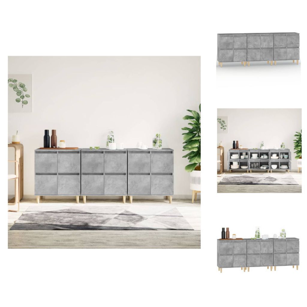 vidaXL Sideboards 3 Stk. Betongrau 60x35x70 cm Holzwerkstoff - Sideboards