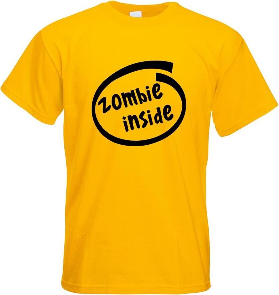 Kiwistar - T-Shirt - gelb - Zombie Inside Motiv Bedruckt Funshirt Design Print - mit Motiv Bedruckt - Funshirt Design - Sport - Freizeit - Herren -...