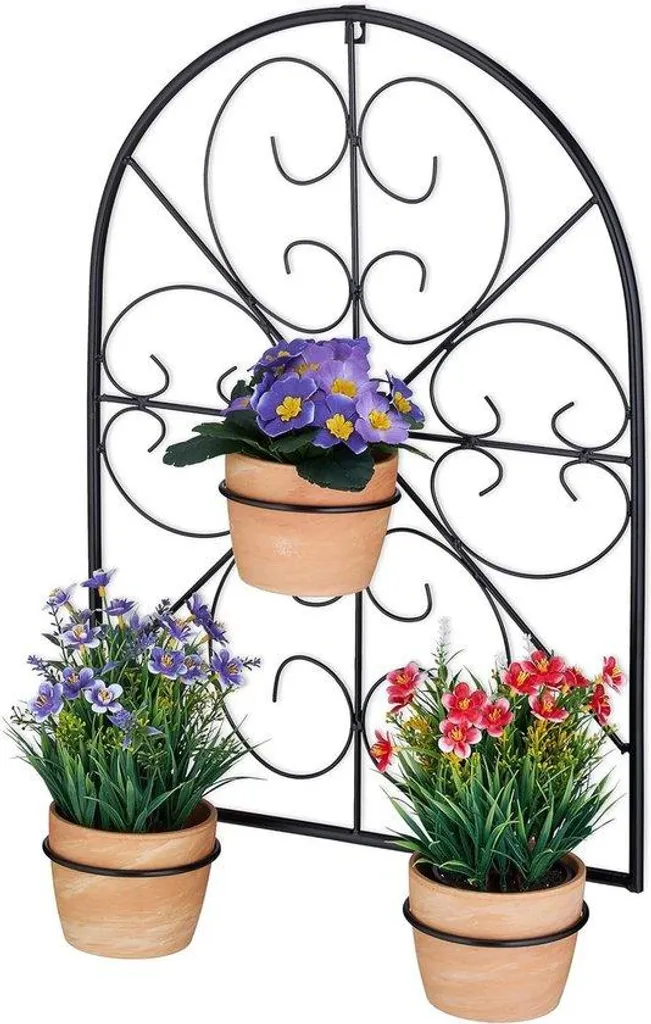 Gain de place : Suspension murale métal noir pour 3 plantes Ø 115 cm