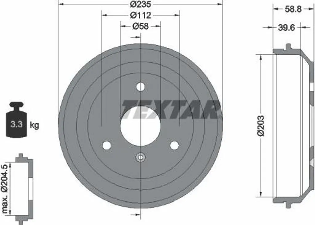 Tambour de frein de rechange pour entretien technique de Fortwo
