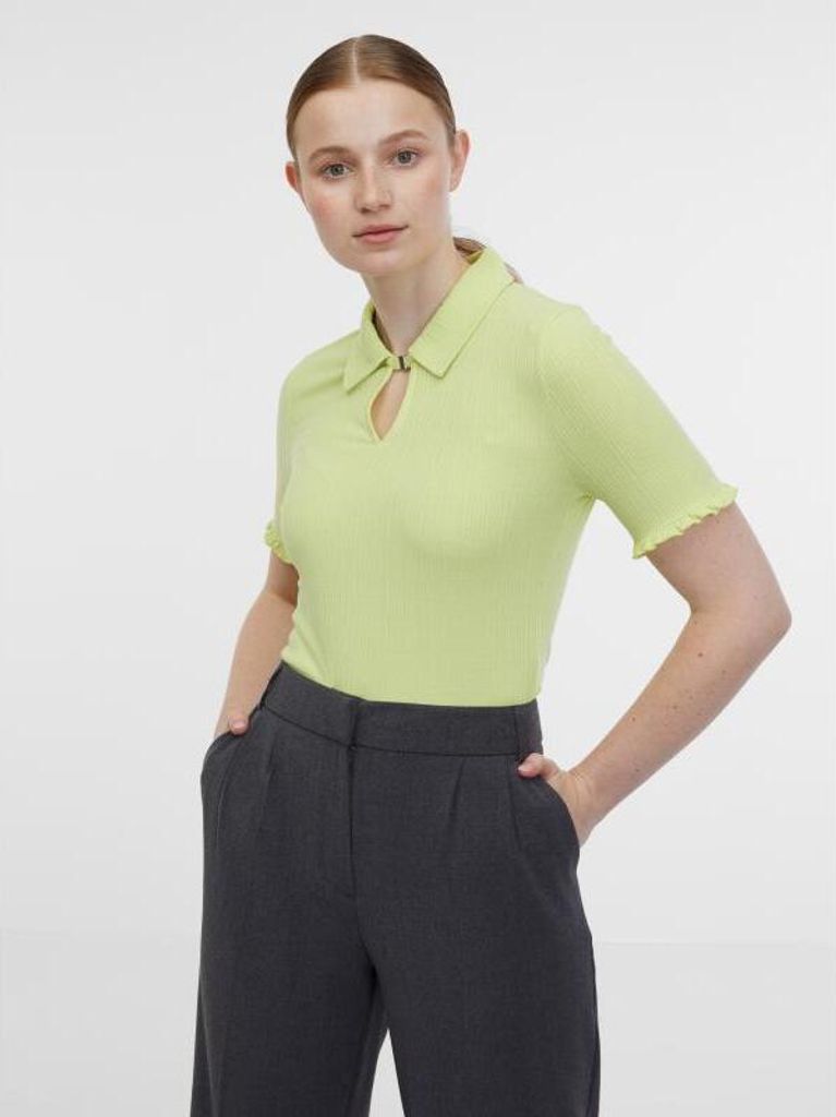 Orsay Gelbes gestreiftes Poloshirt für Damen 1000126884000__XS