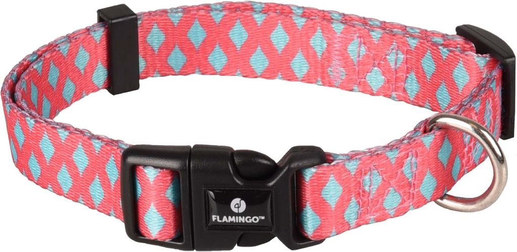 Flamingo Halsband Sue rosa/grün, Maße: 30-45 cm / 15 mm