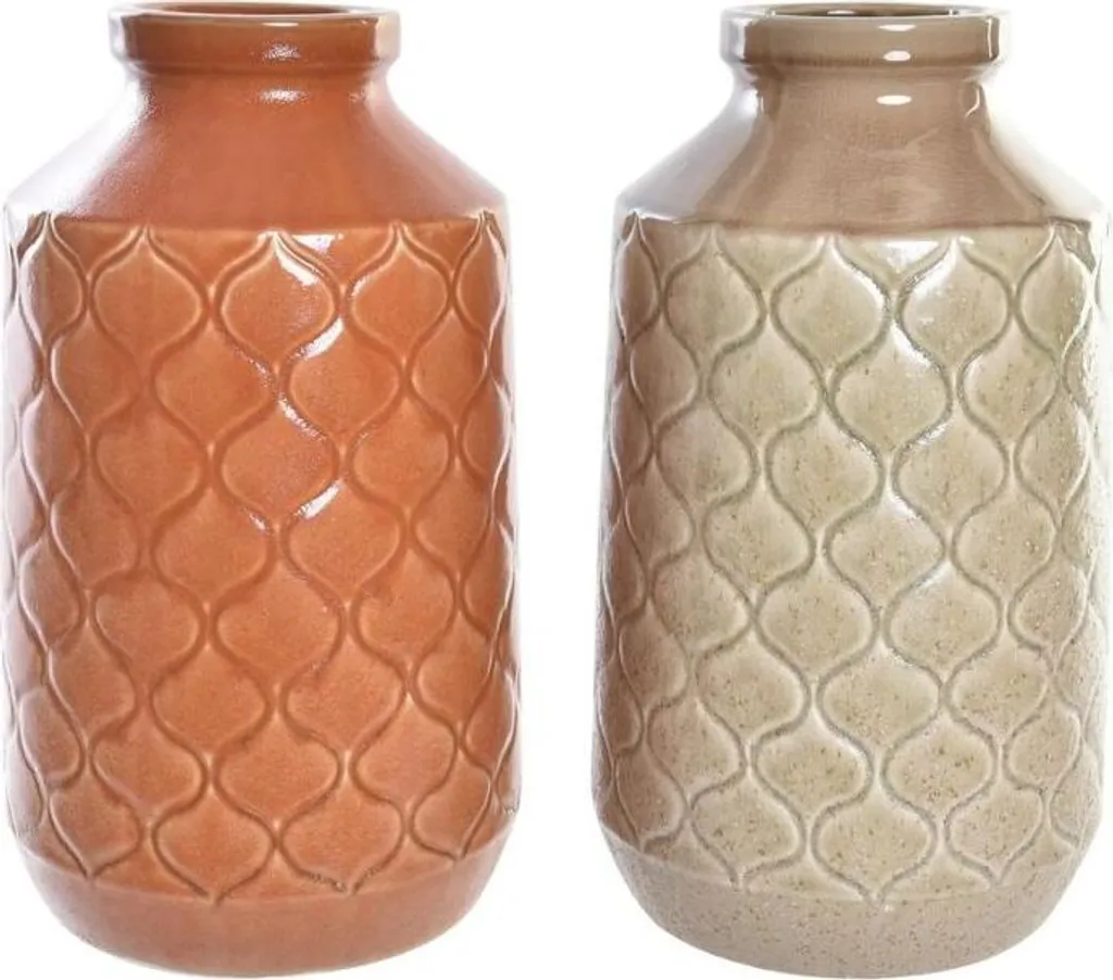 Vase en Porcelaine Orange et Vert 35 cm - Lot de 2 Design DKD Home