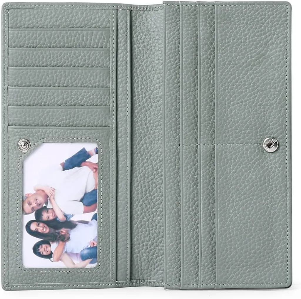 Portafoglio Compatto Donna Anti-RFID Vera Pelle 11 Slot e Tasca Zip