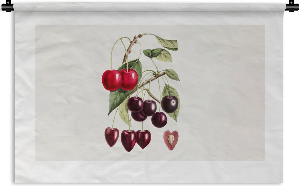MuchoWow Wandteppich Wandbehang Lebensmittel - Kirsche - Herz 60x40 cm Tapisserie Dekoration Wandtuch - Wanddekorationen